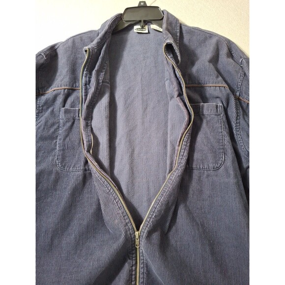 Bugle Boy Corduroy Baggy Zip Up Shirt L Relaxed Blue Skater Chore Jacket Y2K - Picture 4 of 7